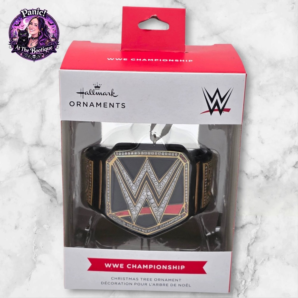 Hallmark WWE Championship Ornament Black Gold World Heavyweight‎ Belt Wrestling